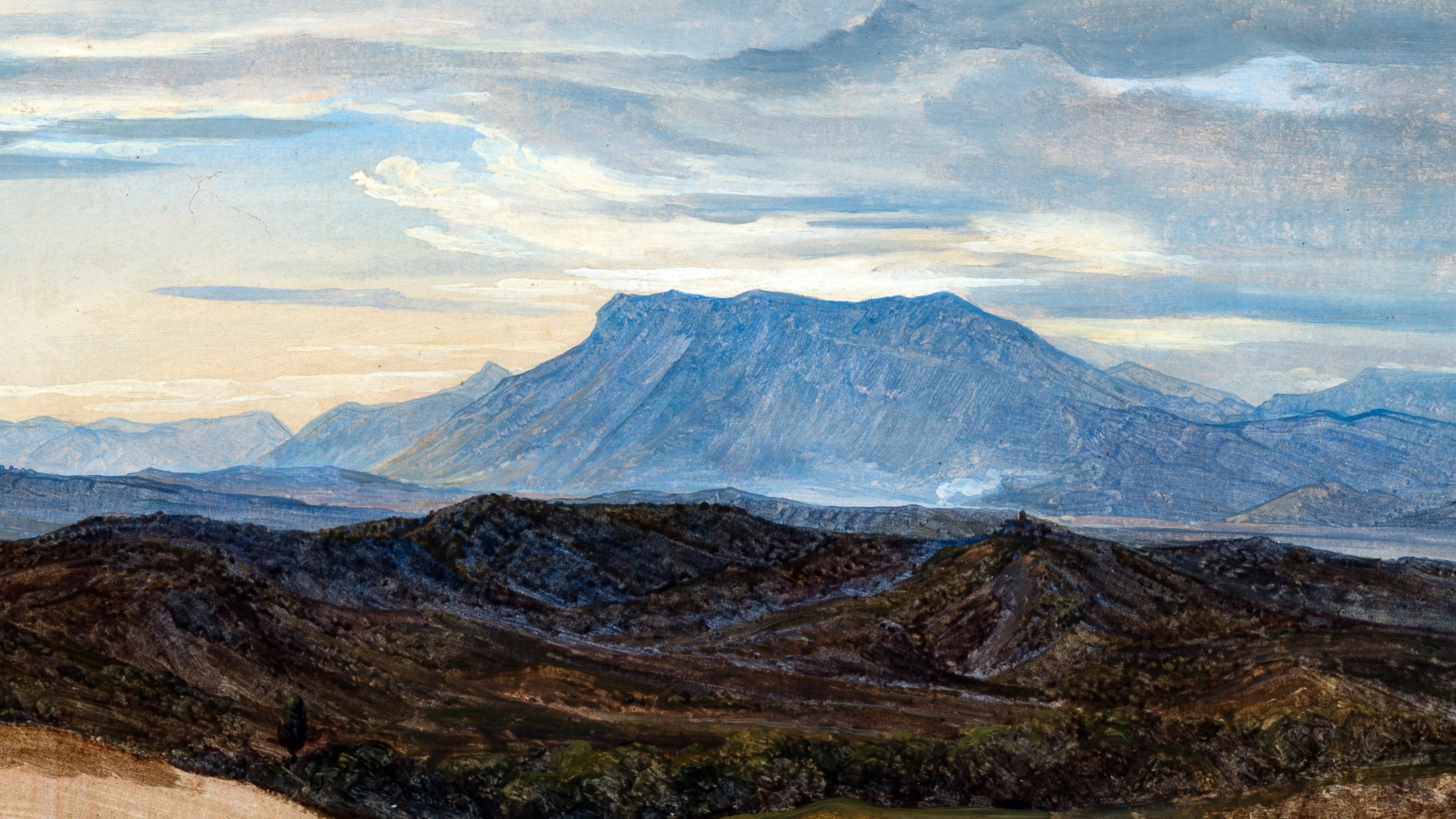 Area near Olevano in the Sabine Mountains by Heinrich Reinhold, oil on paper