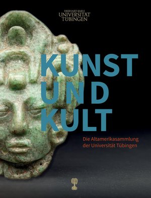 Buchcover mit einem links abgeschnittenen Jadekopf eines Maisgottes und darüber in Maya-Blau der Titel "Kunst und Kult"