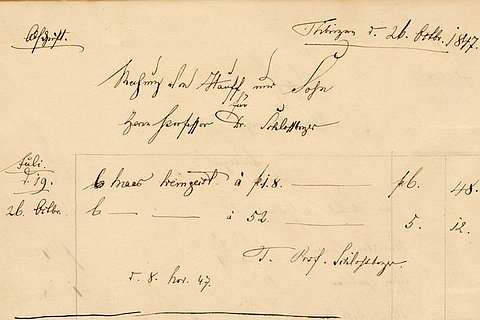 Eintragungen von Schloßberger ins Rechnungsbuch Abbildung: Eintragungen von Schloßberger ins Rechnungsbuch © Museum der Universität Tübingen