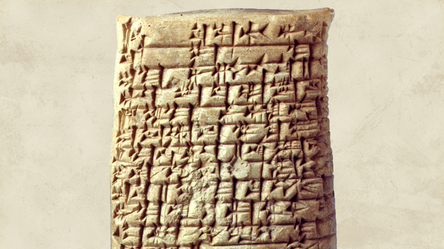 Obere Hälfte einer Keilschrifttafel mit den dichten Linien eines Briefes aus der Altorientalischen Sammlung