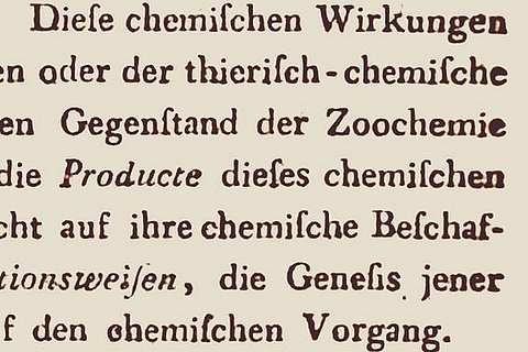 Definition of animal chemistry in Sigwart’s paper Abbildung: Definition der Tierchemie in einer Abhandlung Sigwarts © Museum der Universität Tübingen