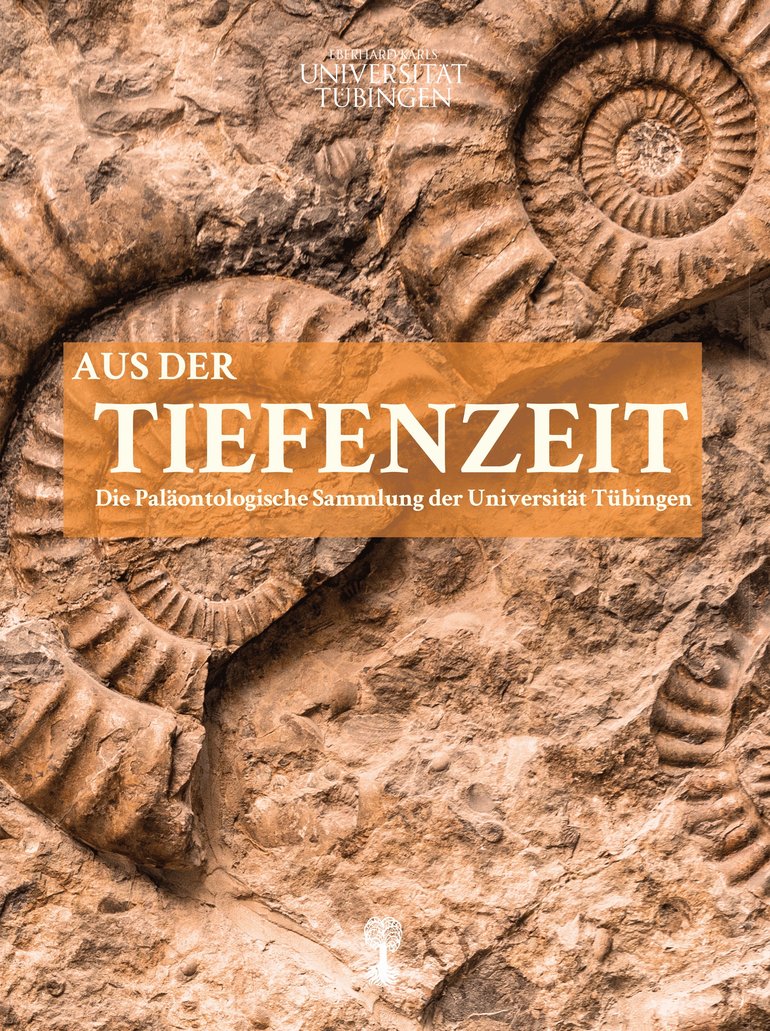 "Aus der Tiefenzeit. Die Paläontologische Sammlung der Universität Tübingen" (Schriften des MUT, vol. 20) Cover "Aus der Tiefenzeit. Die Paläontologische Sammlung der Universität Tübingen" against an ammonite fossil