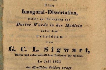 Abbildung: Dissertation zur Chemie der Mineralwasser © Museum der Universität Tübingen