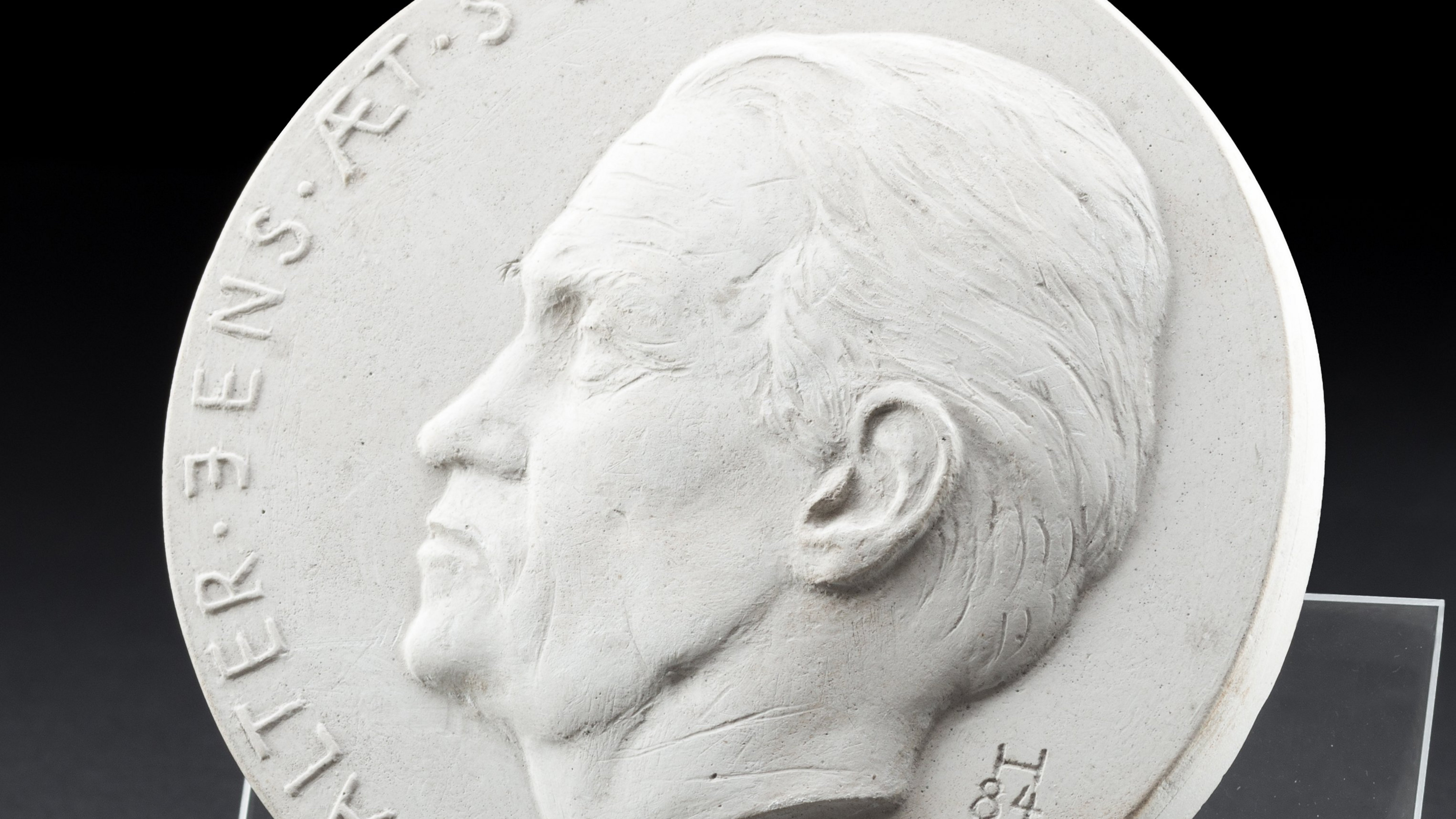 Portrait plaque of Walter Jens, plaster